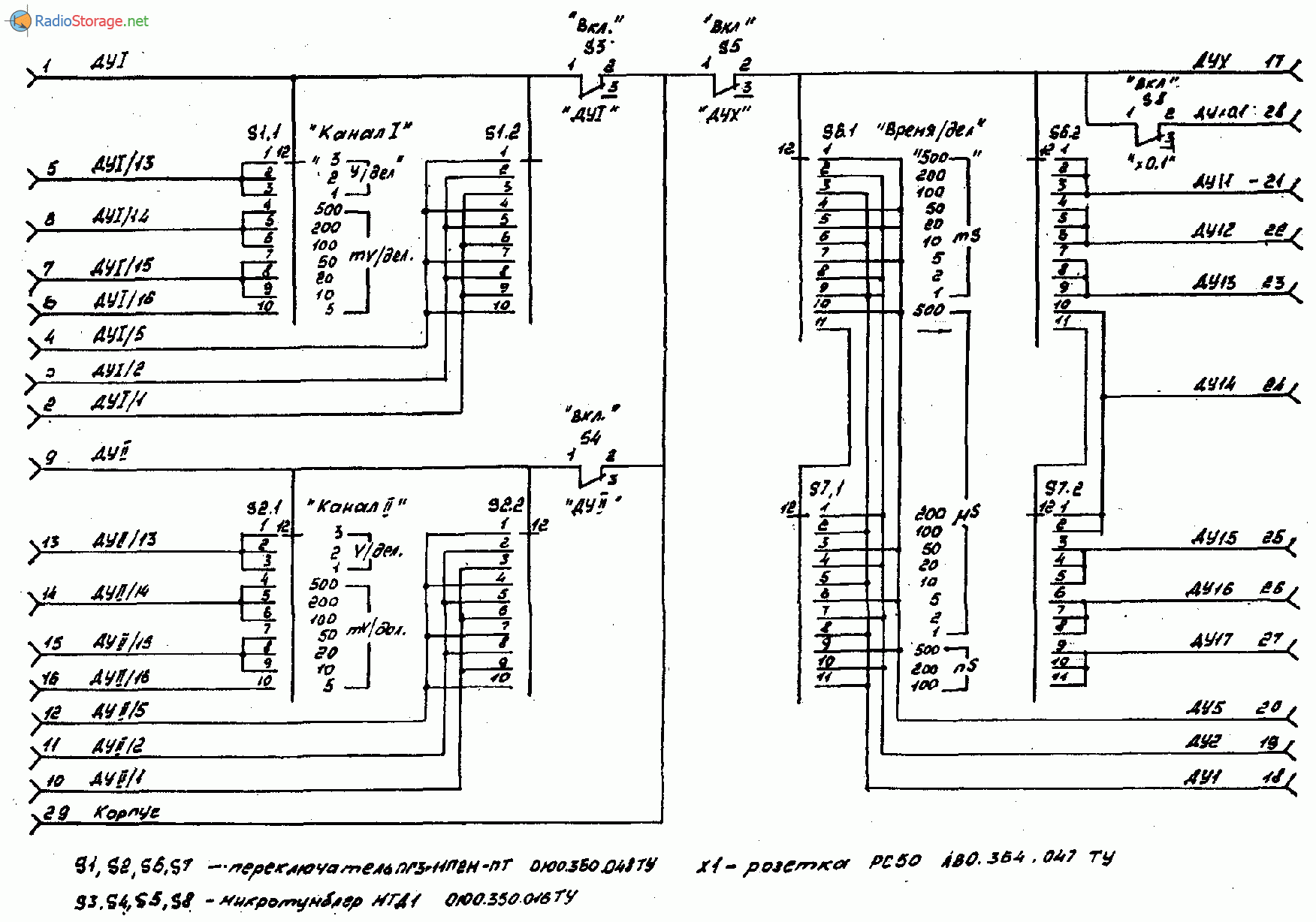 Осциллограф С1-98, схема