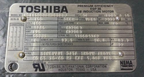 Шильдик электродвигателя Toshiba