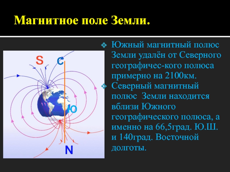 Южный магнитный полюс земли находится вблизи