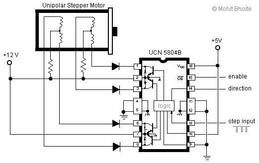 Как запустить шаговый двигатель от принтера схема