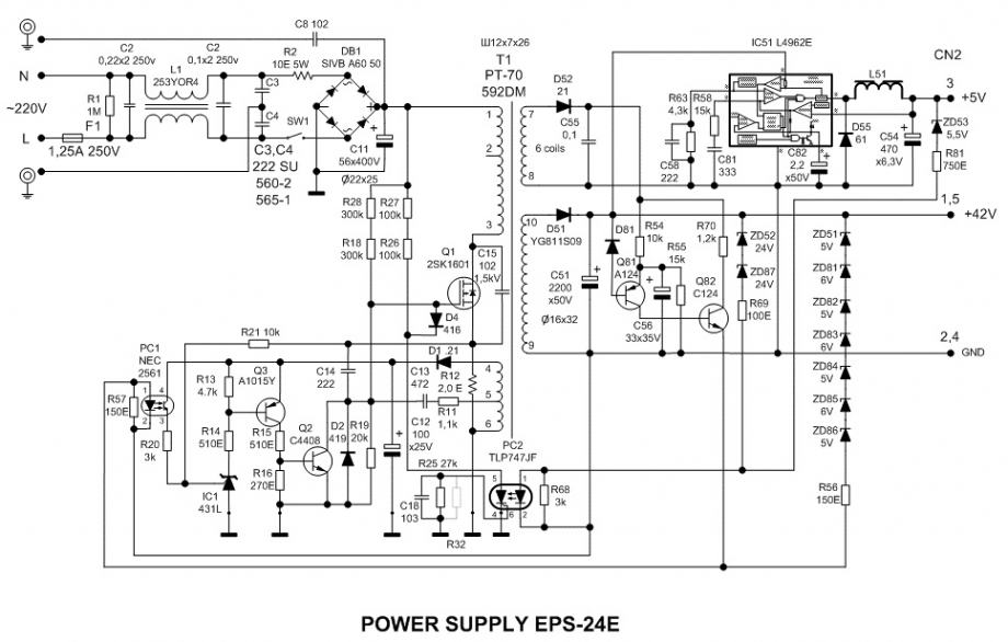 Блок питания для принтера hp 32v схема