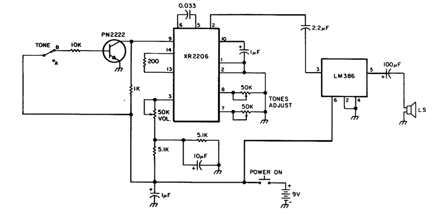 Генератор на xr2206 схема