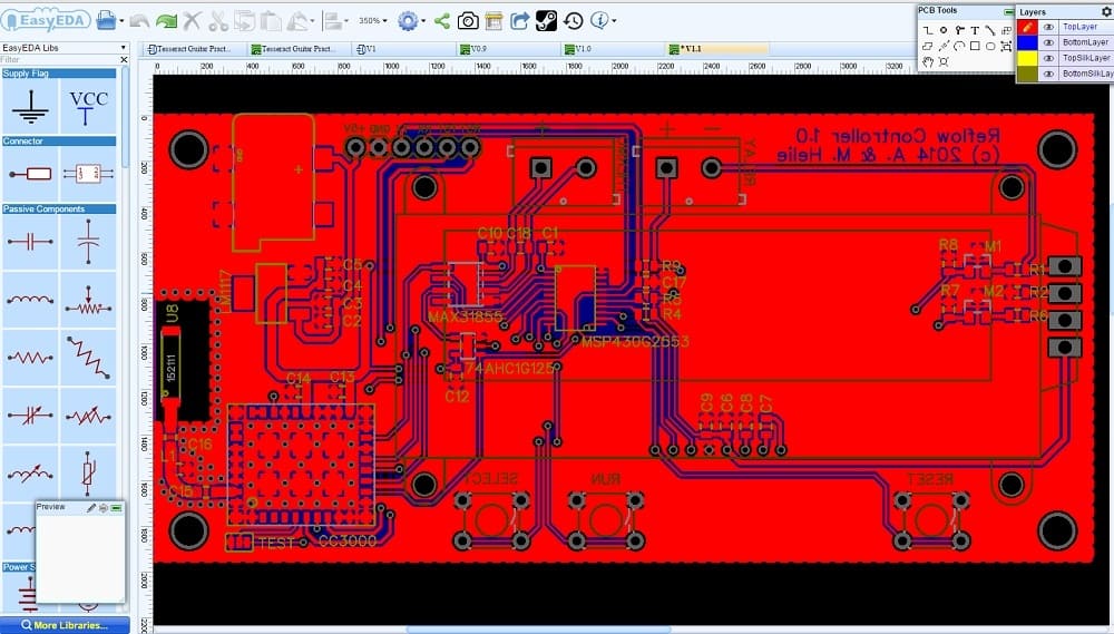 EasyEDA electronic circuit design, circuit simulation and PCB design