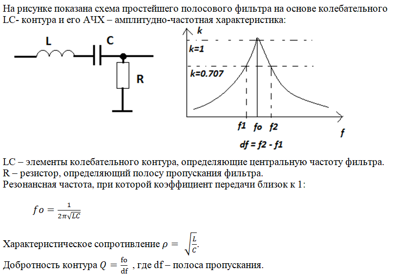 Расчет частоты колебательного контура. Частота среза LC фильтра формула. Частотные характеристики параллельного резонансного контура. Схема полосового фильтра RC. Схемы полосовых LC фильтров.